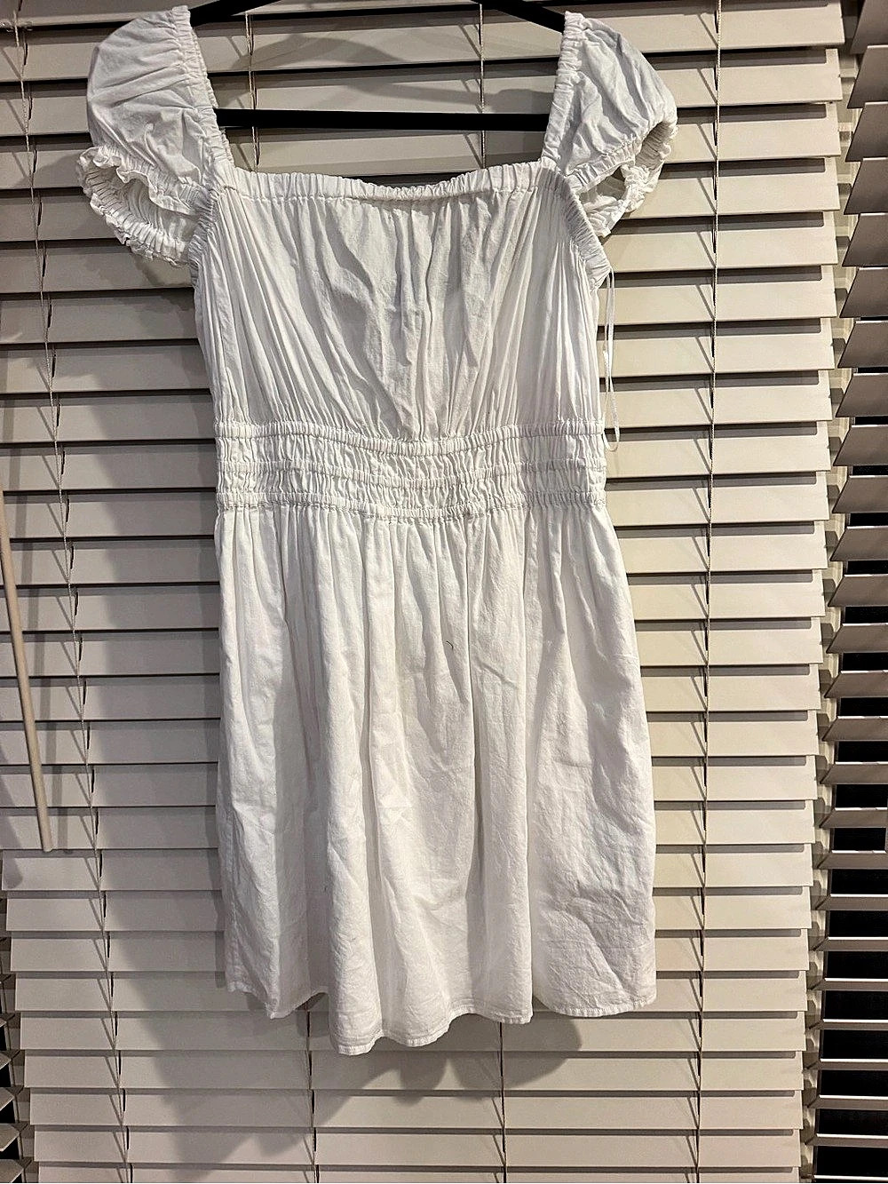 French Connection Cambria Cotton Puff Sleeve Mini Dress White Small